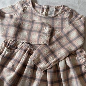 Artisan NY Girls 4T Plaid Long Sleeve Dress Pockets Gold Sparkle Fairytale